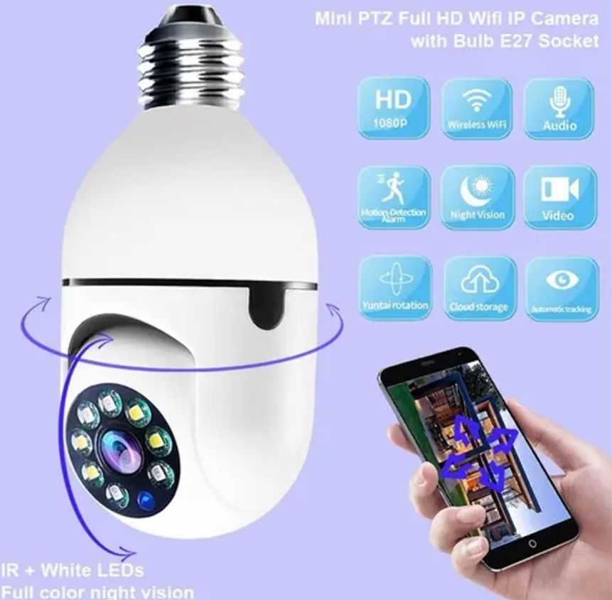Camara Bombillo De Seguridad 360°