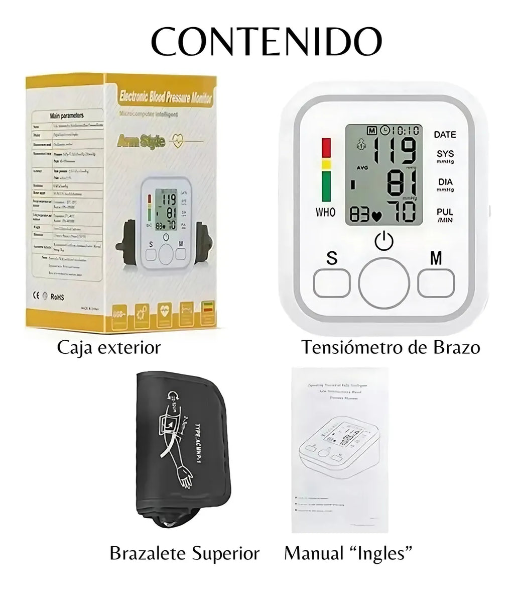 🩺 Tensiómetro Digital de Brazo Ideal para el control diario de tu salud desde casa.